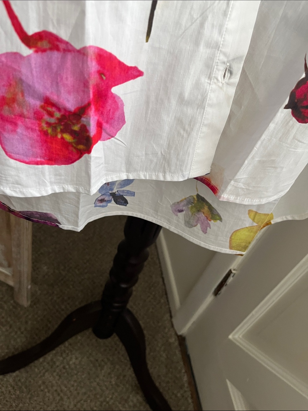 Joie White Floral Watercolor Button-Down Blouse - Picture 7 of 7